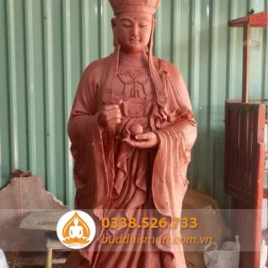 Tượng địa tạng được tạo mẫu trên đất sét và hoàn thiện bằng composite, đồng, đá, gỗ