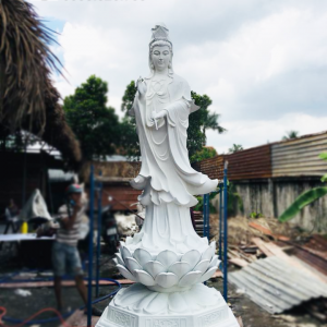 Tượng quan âm bồ tát dáng đứng đài sen