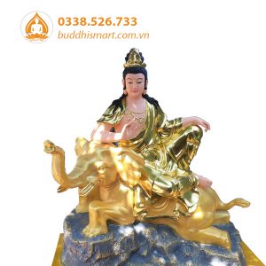Tượng phổ hiền bồ tát composite dát vàng vẽ diện