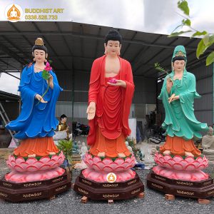 Tượng Tây Phương Tam Thánh 320 cm bằng composite đẹp