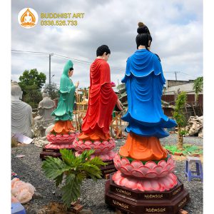 Mặt sau bộ tượng Tây Phương Tam Thánh 320 cm